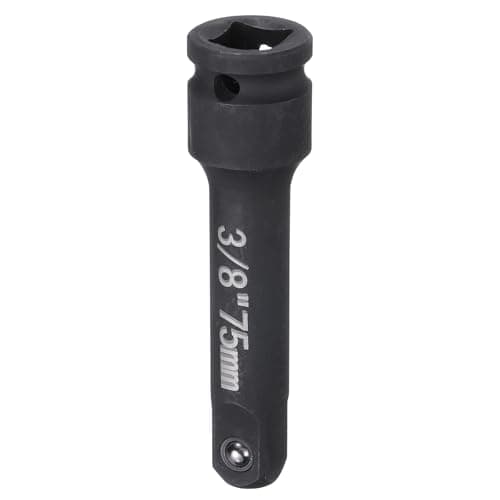 Image of sourcing map Impact Socket Extension Bar 3/8" Square Drive 3" Long CR-V Steel Extension Rod Ratchet Wrench Driver Adapter for Axle Nut Sockets, Black