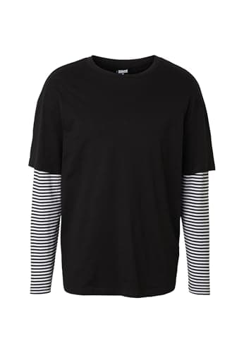 Image of Urban Classics Men's Longsleeve T-Shirt Oversized Double Layer Striped Ls Tee, Black, S