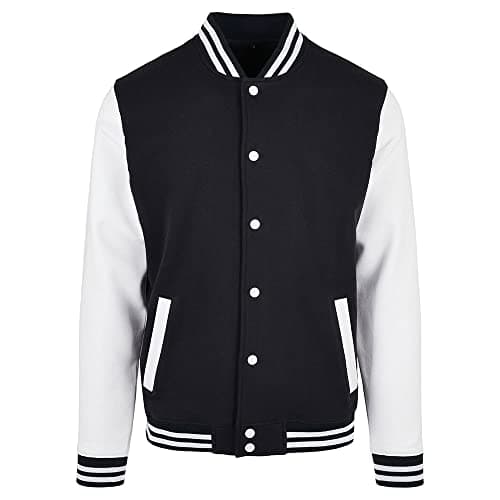 Image of Build Your Brand Mens Bb004-basic College Jacket, Black/White, L UK