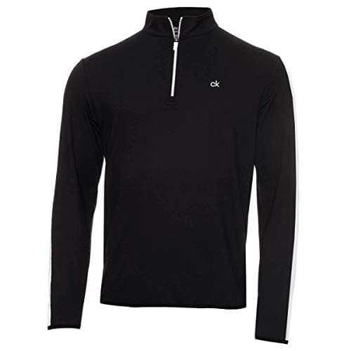 Image of Calvin Klein Mens Striped Sleeve Newport Sweater - Black/White - L