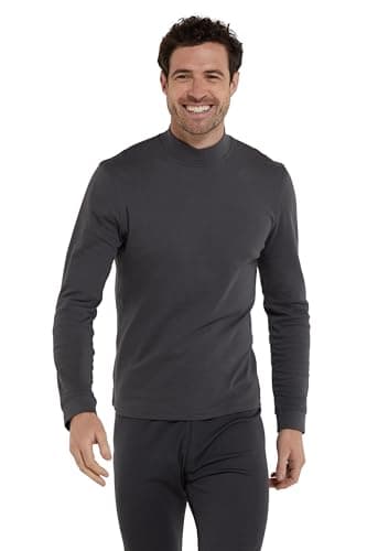 Image of Mountain Warehouse Meribel Mens Turtle Neck Top - 100% Cotton, Lightweight, Breathable, Long Sleeves - Best for Winter Camping, Outdoors, Travelling & Hiking Dark Grey (Turtle Neck) S