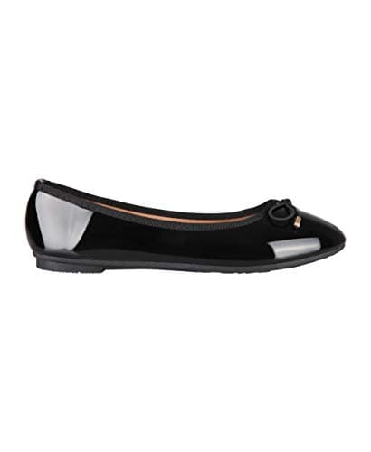 Image of KRISP Bow Toe Patent Ballerina Pumps, Black, UK 5, 3701-BLK-5