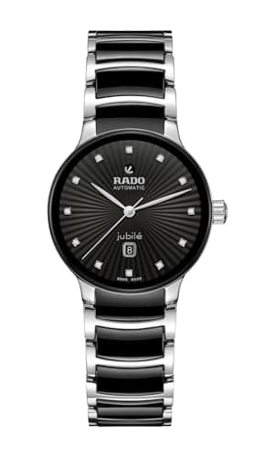 Image of Rado Centrix Automatic Diamonds with Black Dial and Date Display with Swiss Automatic Movement, Black, 5 inches, Avant Garde