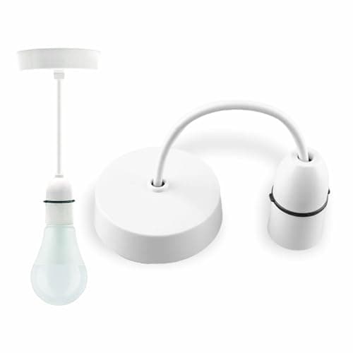 Image of LORD C B22 Ceiling Pendant Bayonet 228mm 9 inch Bulb Holder Bulb Fitting Set Lamp Hanging for Living Room Dining Room Bedroom Kitchen Supplies Home Accessories 1pc (White, 9)