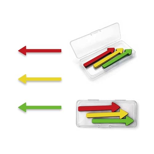 Image of FloraVigo Magnetic Arrows - Pack of 18 Coloured Marker Arrows in Red, Yellow and Green - for Presentations, Office & Household