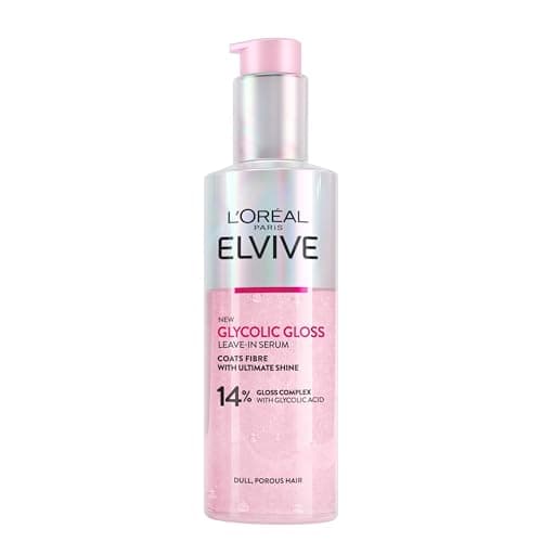 Image of L'Oréal Paris Hair Serum For Dull Lifeless Hair, Elvive Glycolic Gloss Leave-In Treatment With 14% Gloss Complex, Fills Hair Fibres For Smoothness And Heat Damage Protection With Mirror Shine, 150ml