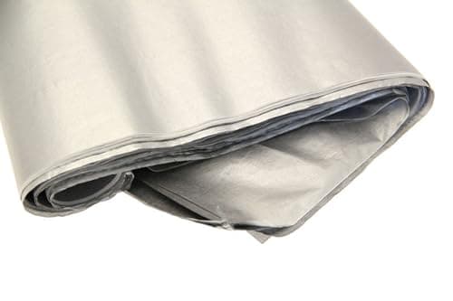 Image of Pack of 10 x Vibrant Tissue Paper 500mm x 750mm for Gift Bags, Wrapping, Flowers, Wedding, Arts Crafts - Quality Acid Free (Metallic Silver)