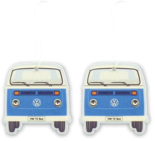 Image of BRISA VW Collection - Volkswagen Air Freshener, Room Freshener, Deodorizer for Cars T2 Bus Campervan Motif (Bus Front/Sport Fresh/Blue) (Pack of 2)