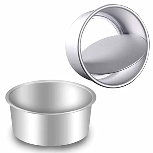 Image of qisheng 2 Pack 6 Inch Cake Tin Non-Stick Deep Aluminum Round Cake Deep Baking Tin with Removable Bottom Cake Baking Pan Cake Mould Tin for Baking, Bakeware Wedding Birthday Christmas Party