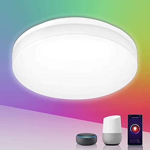 Image of Lepro Smart LED Ceiling Light Dimmable, RGB Colour Changing Ceiling Light, App & Voice Control, IP54 for Bathroom, 15W 1250lm, Warm to Cool White, Works with Alexa and Google Home, 2.4GHz WiFi Only