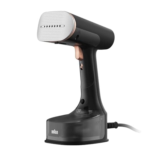 Image of Braun QuickStyle 7 GS7077BK, Vertical Iron With Double Heated Plate FreeGlide 3D, Fast Heating Vertical Steamer, Steam 35 g/min, Capacity 250 ml, Cable 3 m, 1600W, Black