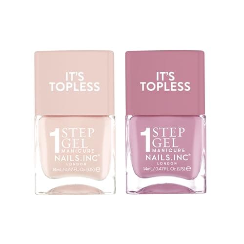 Image of Nails.INC It's Topless Gel-Like Nail Polish Duo, 4-in-1 Base Coat, Treatment, Colour & Top Coat, Sheer Nude Pink & Mauve, Long Lasting, Glossy Salon Quality Manicure, Renee and Lily, 14 ML Ea, 2 Pack