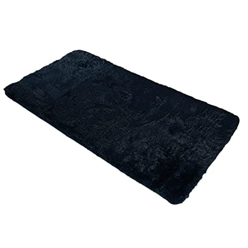 Image of Sienna Fluffy Rug Living Room 120 x 170cm, Super Soft Anti-Slip Medium Rug for Living Room Luxurious Shaggy Floor Mat Non-Shedding Thick Pile Carpet, Navy Blue
