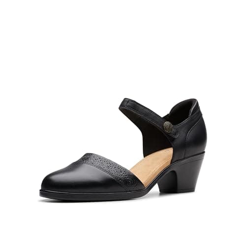 Image of Clarks Women's Emily 2 Ketra Pump, Black Leather, 6 UK