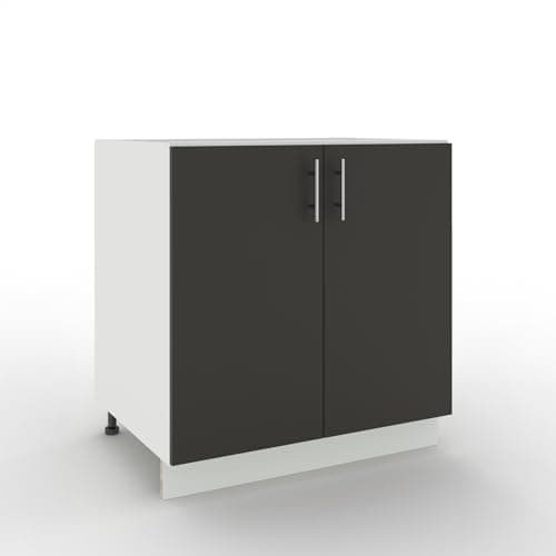 Image of JD Greta Adjustable Kitchen Sink Base Unit - 800mm - Sink Cabinet with Doors (No Worktop) - Dark Grey Matt