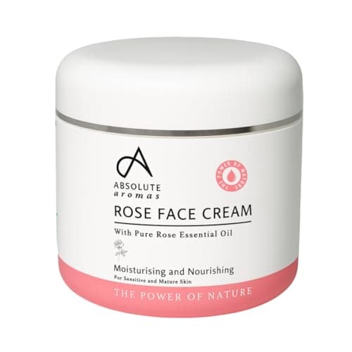 Image of Absolute Aromas Rose Face Cream 100ml - Natural Moisturiser with Pure Rose Essential Oil - Hydrating, Soothing & Anti-Ageing Face Cream for Dry or Sensitive Skin