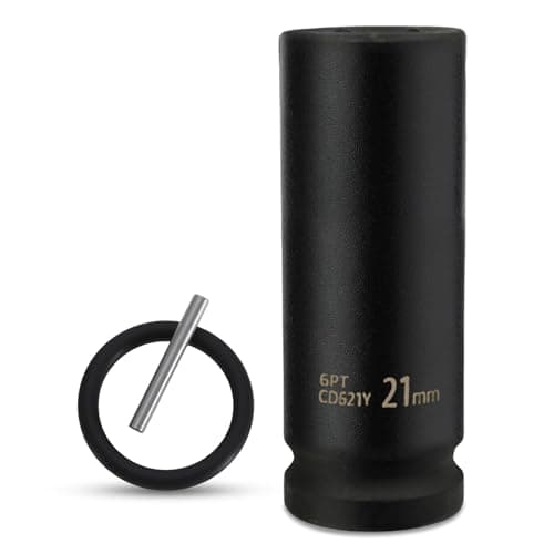 Image of 21mm Metric Deep Scaffolders, Scaffolding Impact Socket 1/2" Drive with Retaining Pin + O-Ring, 53mm Depth – Ideal for Long Bolts and Scaffolding Clamps, Heavy-Duty CR-V Steel