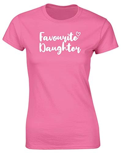 Image of Hippowarehouse Favourite Daughter Womens Fitted Short Sleeve t-Shirt (Specific Size Guide in Description) Pink