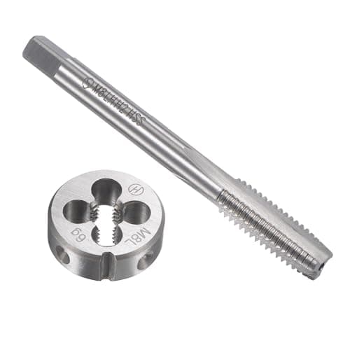 Image of TA-VIGOR M8 x 1.25mm Metric Left Hand Tap and Die Set, Machine Thread Screw Tap with Round Threading Die, Heavy Duty Tap & Die Kit for DIY, Repair, Cutting External and Internal Thread