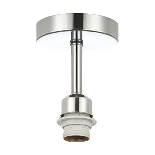 Image of Happy Homewares Polished Silver Chrome Plated Ceiling Light Fitting for Industrial Style Light Bulbs | 12cm x 17cm | Suitable for Lamp Shades with E27 Lamp Holder