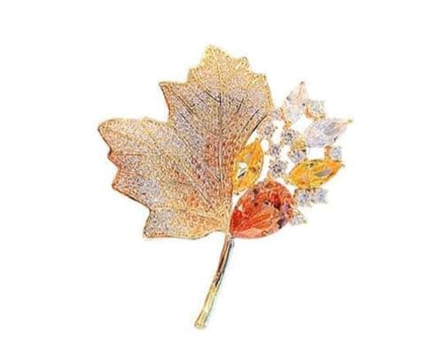 Image of Rhinestone Maple Leaf Brooch Sparkly Crystal Metal Lapel Pins Vintage Fall Brooch Pin Thanksgiving Autumn Jewelry Gifts Shirt Scarf Clothing Bags Decoration