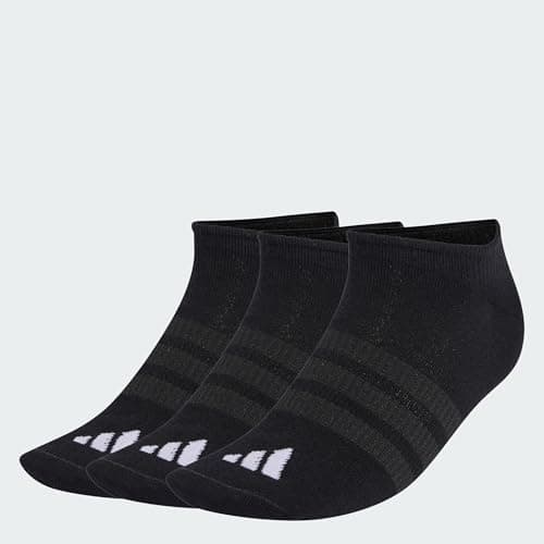 Image of adidas Unisex THIN&LIGHT SPORTSWEAR NO SHOW SOCKS 3 PAIR PACK, black/black/white, 10.5-12.5