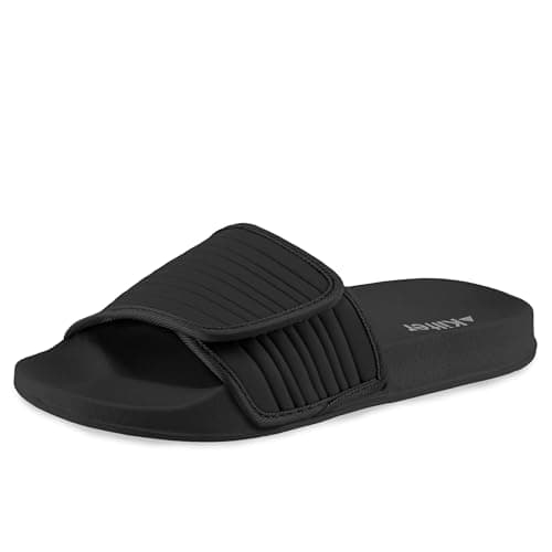 Image of Kilter Women's Nova Cushioned Slip-On Summer Slider Sandal with Adjustable Strap - Black - 38