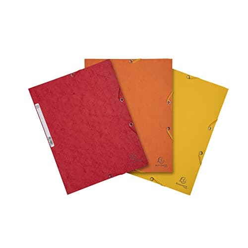 Image of Exacompta 55575E - Lot of 3. 3 flap elasticated folder A4 assorted colour sun