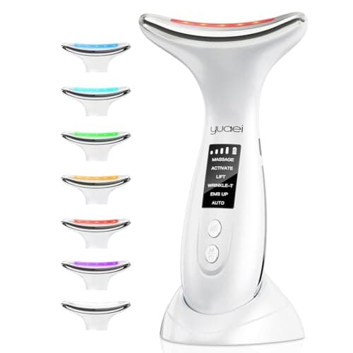 Image of Face Massager Facial Device Lift: Electric 6 Mode Lifting Skin Tightening Machine – Beauty Microcurrent Therapy Wand 7 Color LED – EMS Massage Anti-Wrinkle Anti-Aging Neck Chin 45°C Heat for Skin Care