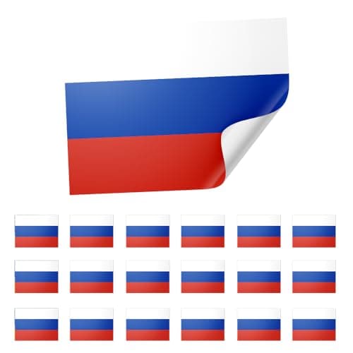 Image of 20 X Russia Stickers – Russian Flag Decals 5cm x 8cm – White, Blue and Red Tricolour Stickers for Laptops, Scrapbooks, Festivals, and Crafts
