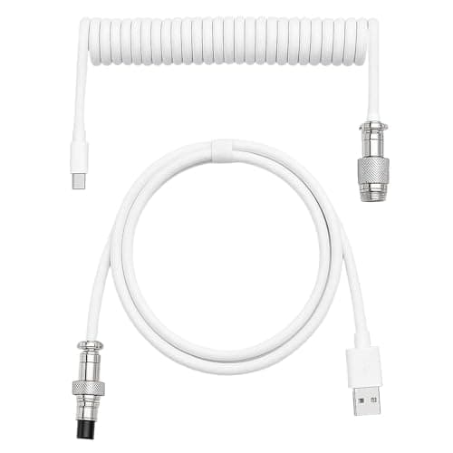 Image of oibek Coiled Keyboard Cable 1.8m,Type-C To USB A TPU Spring Mechanical Cable with Detachable Metal Aviator Connector Double Sleeved Mechanical Keyboard Wire Coiled USB-C for PC Laptop Gaming Keypad