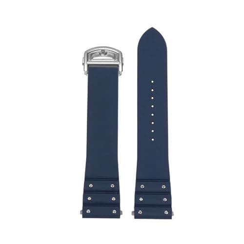 Image of CIEMJSYNF Watchband 21mm Compatible With Cartier Santos Watch WSSA0009 Fluororubber Waterproof Men's And Women's Strap Bracelet Quick(Dark blue SK)