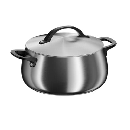 Image of BergHOFF Home Pot (24cm) – Stainless Steel Pot with Lid – Suitable for All stovetops Including Induction – Pasta Pot – Dishwasher Safe & Ovenproof - Black