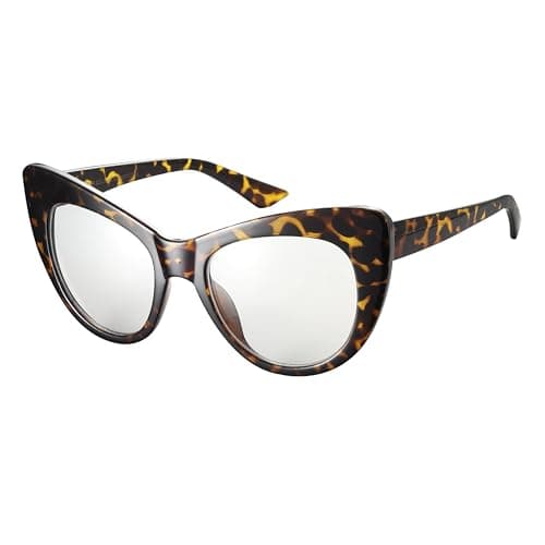 Image of Komonee Oversized Cat Eye Sunglasses Tortoise Frame Clear Lens Tint Glasses Designer Ladies Womens UV400 Protection Classic Retro Shades