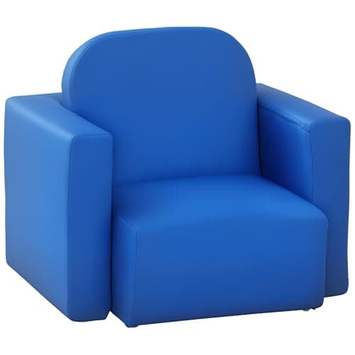 Image of HOMCOM Kids Armchair Toddler Sofa Children's Chair, 2 in 1 Kids Table Chair Set with Wooden Frame, for 3 Years Old Boys Blue