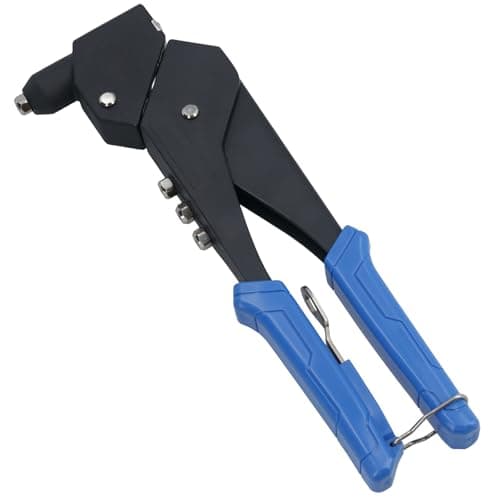 Image of Heavy Duty Swivel Head Pop Riveter Pot Rivet Hand Gun Blue Handle TE021