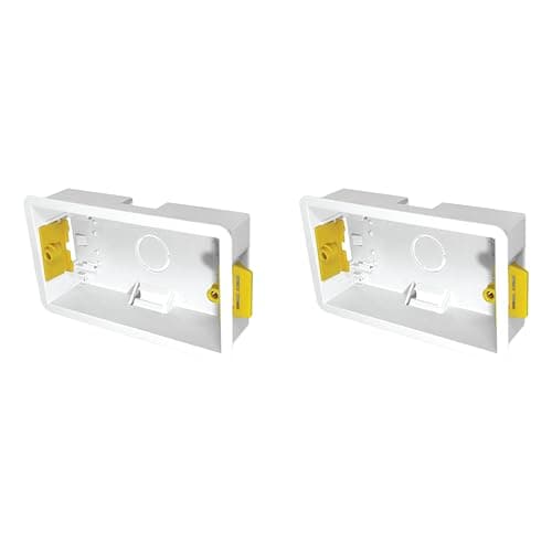 Image of Evoges 2 Gang Dry Lining Back Box 35mm | Fast-Fit Electrical Wall Boxes for Plasterboard (Pack of 2)