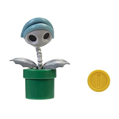 Image of Super Mario Collectible Bone Piranha 4" Poseable Articulated Action Figure with Coin Accessory, Perfect for Kids & Collectors Alike! For Ages 3+