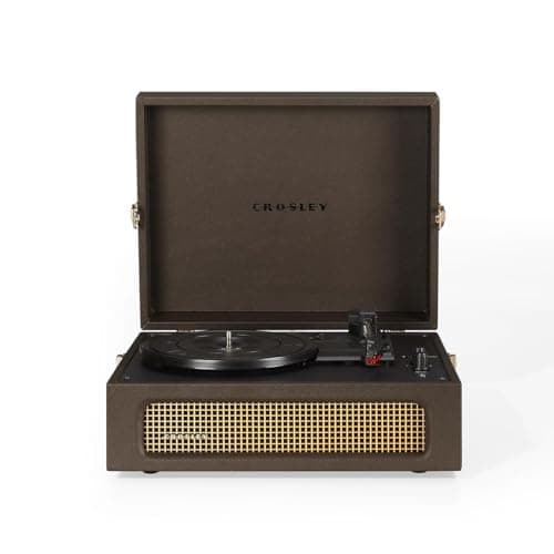 Image of Crosley Voyager Portable Turntable - Bluetooth Record Player, 3-Speed Suitcase Vinyl Player, Home Turntables for Vinyl Records, Built in Stereo Speakers & Bluetooth Receiver, AUX Input, Cocao