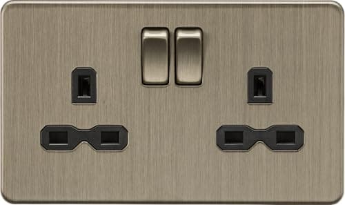 Image of Knightsbridge 13A 2G DP Switched Socket - Antique Brass