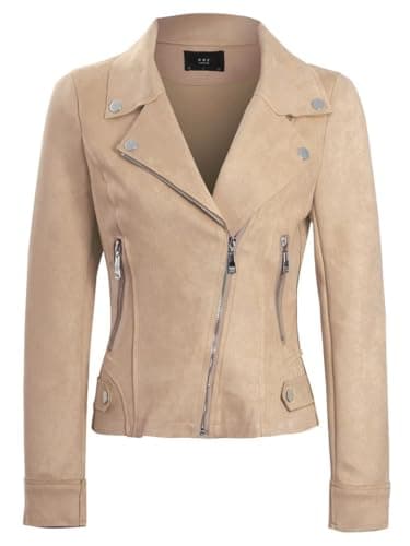 Image of SS7 Womens Faux Suede Biker Jacket Beige