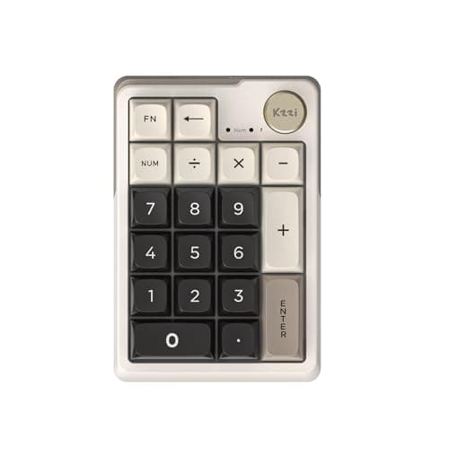 Image of ELMWAY KZZI K20 Wireless Mechanical Number Pad – Rechargeable Tri-Mode Numeric Keypad (Bluetooth/2.4G/USB-C), RGB Backlight, Aluminum Knob & Hot-Swappable – Starry Gray