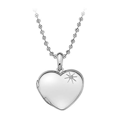 Image of Hot Diamonds Memoirs Heart Locket Silver Pendant with Chain of Length 40-46cm Extension
