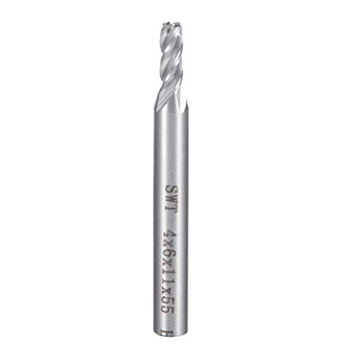 Image of sourcingmap 6mm Shank 4mm x 11mm Straight Flat Nose End Mill Cutter CNC Router Bits 4 Flute