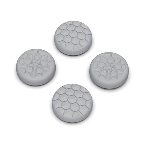 Image of playvital Thumb Grip Caps for Steam Deck LCD, for PS Portal Remote Player Silicone Thumbsticks Grips Joystick Caps for Steam Deck OLED - Diamond Grain & Crack Bomb Design Fleeting Gray