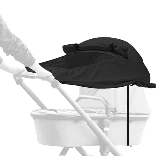 Image of WD&CD Pram Sunshade Sun Covers with Viewing Window for Strollers Pushchairs Parasols UV Protection Easy to Install, Black