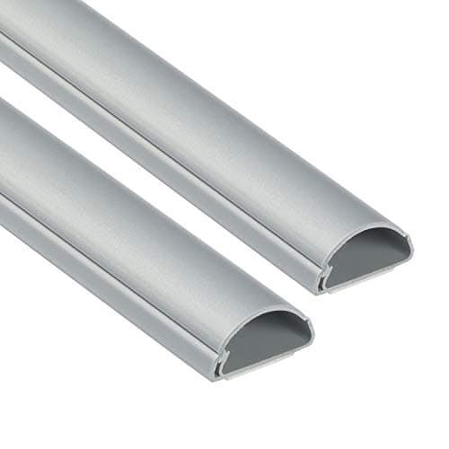 Image of D-Line 30x15mm Cable Trunking 2m Pack, Half Round Profile, Self-Adhesive Wire Cover, Paintable Cable Management - 2x 30mm (W) x 15mm (H) x 1-meter Lengths - Aluminium-Effect