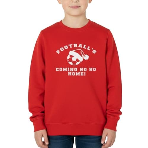 Image of NOROZE Kids Christmas Jumpers Boys Merry and Bright football's coming HO HO Girls Sweatshirt Novelty Pullover Unisex Xmas Jumpers (11-12 Years, Red)