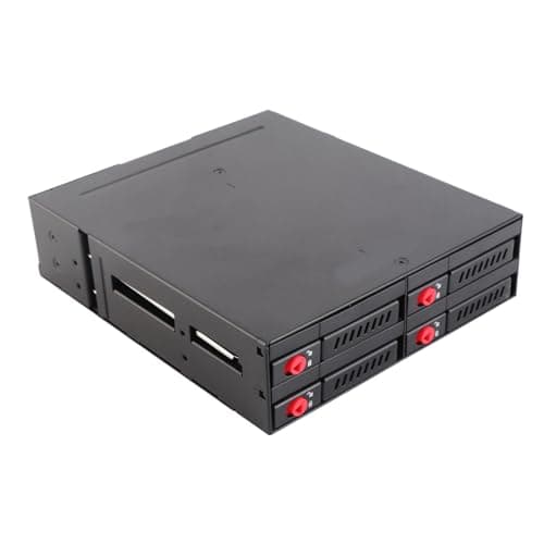 Image of 4 Bay 2.5 inch SATA HDD SSD Hot Swap Cage for External 5.25 inch Bay, Stainless Steel Hard Drive Cage, HDD SSD Mobile Rack Compatible 9.5mm 12.5mm Thick Bottom