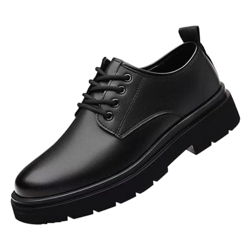 Image of Mens Smart Casual Shoes Leather Mens Lace Up Black Formal Shoes Business Work Shoe Office Dress Shoe Soft Cushioned Party Moccasins Brogues Derby Trainer Slip-Resistance Comfortable Trainer